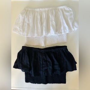 Set of 2, off the shoulder flounce crop tops, boho me brand, size small